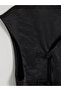 Vizyon New Season Black Satin Blouse with Decorative Buttons and Judge Collar - 6