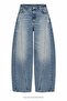 Stitched Lightweight Balloon Cut Jean Blue