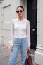 Women's Polo Collar Buttoned Transparent Knitwear Cardigan White 27W3053 - 2