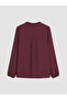 Özmarka New Season Burgundy Ruffled Collar Blouse - 6