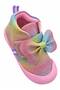 Baby First Step Shoes with Circular Straps and Silvery Bows - 3