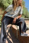 Indigo Washed Buttoned Slit Wide Leg Denim Trousers 35 105 - 5