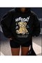 Not Today Bear Printed Hooded Sweatshirt