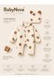 Babynova 100% Cotton Teddy Bear Patterned Muslin Baby Romper and Hat Set – Ecru – 0-3 Months - 3