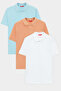 Ds Damat Regular Fit Light Turquoise/Apricot/White Pique Textured 100% Cotton Polo Neck T-Shirt - 5