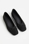 Hulen Bowknot Hidden Heel Blunt Toe Women's Ballerinas Black Suede - 2