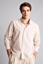 Relax Fit Polo Collar Cotton Oxford Long Sleeve Striped Shirt H5122Ax26Au