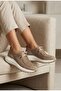 Women's Suede Leather Stone Detailed Orthopedic Sole Sneaker Walking Shoes - 4