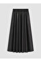 Özmarka New Season Black Flared Skirt with Elastic Waist