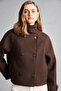 Buttoned Long Sleeve Double Breasted Brown Women's Coat H1536Ax/Bn601 - 3
