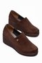 Women's Shoes Brown Luxury Suede Loafer Casual Non-Slip Wedge Sole with Gold Metal Accessories - 4