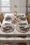 2 Pieces 35cm Round Blue Striped American Service Straw Jute Knitted Plate Set - 4