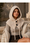 Women's Beige Knitwear Balaklava Neck Collar Byn09
