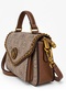 Small Size Stylish Design Women's Hand and Shoulder Bag with Monogram and Chain Knit Detail Logo Camel - 5