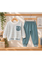 White Blue Striped Dino Pocket Boys' Seasonal 2-Piece Set 9 Months-24 Months - 4