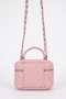 Pink Women's Mini Box Bag Quilted Patterned Chain Hand and Shoulder Bag - 5