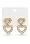 Brass Gold Color Zircon Stone Dangle Heart Model Women's Earrings