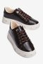 Women's Striped Textured Sneaker Thick Sole Lace-Up Gold Detailed Stoned Vika Brown - 3