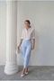 Baby Blue High Waist Carrot Cut Ankle Length Fabric Trousers Office Stylish Casual Trousers - 3