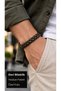 Nerzano Mossplait Khaki Leather Men's Bracelet - Wide Double Braided Textured Design