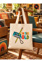 Retro Themed, Raw Fabric Bag, Sublimation Printing, Shoulder Bag, Shopping Bag - 2