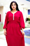 Women's Premium Solid Maxi Dress with Elasticated Cuffs & Chest Panel - Embellished V-Neck Modest Wear - 7