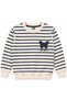 Girl's Cotton Smoked Color Striped Embroidery Patterned Long Sleeve Wide Leg Sweatpants Set - 5