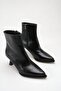 Women's Thin Heeled Slip-On Boots Black Yanki - 3