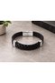 Delvani Blackfront Black Leather Men's Bracelet - Thick Braided Front Panel - 3