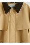 Beige Cape Detailed Velvet Collar Girls' Trench Coat - 4