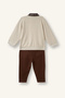 I1943A5Bg74 Beige Plaid Polo Collar Long Sleeve Top Wide Cut Bottom 2-Piece Set Baby Boy - 7