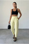 Light Yellow High Waist Ankle Length Carrot Cut Fabric Trousers Casual Stylish Office Pants - 5