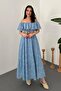 Baby Blue Brode Dress with Elastic Shoulder