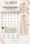 Drawstring Waistband Sweet/Pants Set with Grass Detail, Stylish and Comfortable Top and Bottom Set - 4