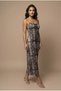 Snake Print Midi Slip Dress Draped Neckline Stylish Evening and Party Dress - 7