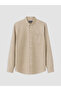 Ozmarka New Season Brown Regular Fit Striped Gabardine Men's Shirt - 4