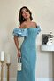 Mint embroidered dress with sleeve garnish - 3