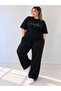 Women's Relaxed Fit 2-Piece Set – Oversized T-Shirt and Wide Leg Sweatpants - 2
