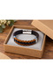 Luscero Ambercross Black Leather Men's Bracelet - Warm Brown and Black Weave - 2