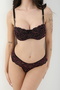 Black Embroidered Lace Detailed Supported Adjustable Strap Bra & Panty Lingerie Set - Underwire and Padded - 3