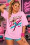 Women's Oversized 80S T-Shirt Crew Neck Short Sleeve Combed Cotton Summer Tee Retro Aerobics Printed Vintage 80S T-Shirt - 4