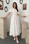 White Tie-Detail Back Embroidered Dress