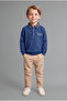 I1943A5In176 Indigo Plaid Polo Collar Long Sleeve Top Wide Cut Bottom 2-Piece Set Baby Boy - 2