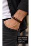 Tavreno Chestweave Brown Leather Men's Bracelet - Double Weave Design