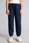 I2268A8Nv244 Navy Blue Patch Pocket Elastic Jogger Fit Sweatpants for Girls - 4