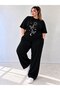 Women's 2-Piece Tracksuit Set – Oversized T-Shirt & Wide-Leg Pants - 2