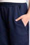 I2268A8Nv244 Navy Blue Patch Pocket Elastic Jogger Fit Sweatpants for Girls - 5