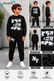 Winter Unisex Black Tracksuit, Black Sweat Top and Bottom Set - 2