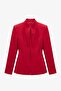 Red Tailored Cut Fit Jacket Skirt Set - 4