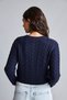 Regular Fit Crew Neck Hair Braided Teddy Bear Embroidered Knitwear Cardigan H2151Ax26Au - 4